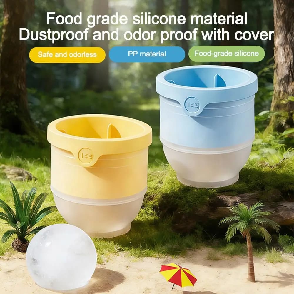 Portable Reusable Ice Ball Mold Silicone Spherical Ice Cube Mold With Lid Ice Bucket Summer DIY Refrigerator Freeze Ice Maker
