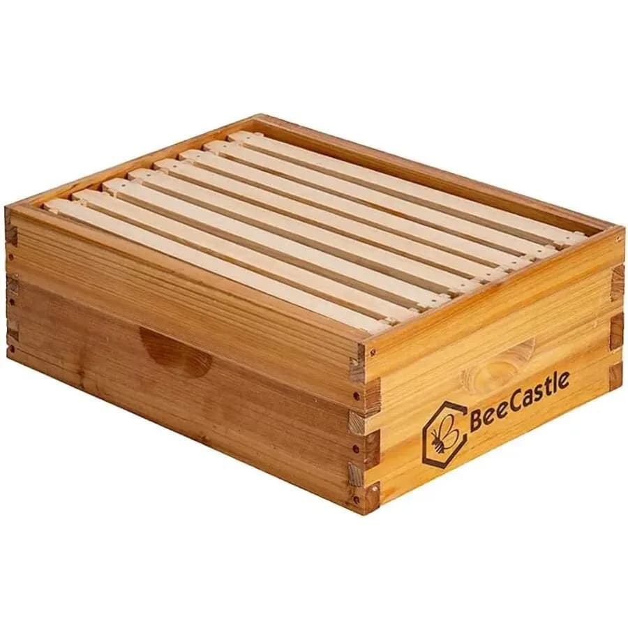 BeeCastle Arnia for medium bees assembled at 8 frames with frames and bee wax foundation sheets