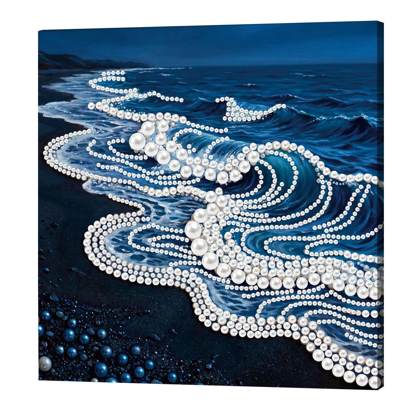Kit Pittura con Perle Fai-da-Te Waves con Cornice 25x25cm, Quadri con Perle e Gemme, Arte e Artigianato per Adulti e Principianti, Regalo, Decorazione Murale per Casa