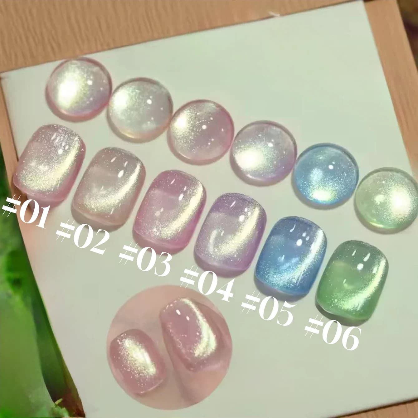 MIANEL 12ML 1PCS Smalto Semipermanente Magnetico Effetto Occhio di Gatto con Perline di Vetro Dorate, Smalto Estivo Verde Rosa Blu, Vendita Calda