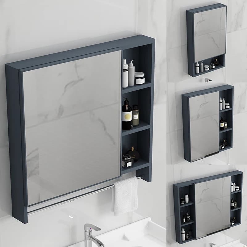 Armadietto a specchio nordico, scatola a specchio, combinazione di mobili da bagno in alluminio spaziale, scatola portaoggetti separata, contenitore a parete per bagno