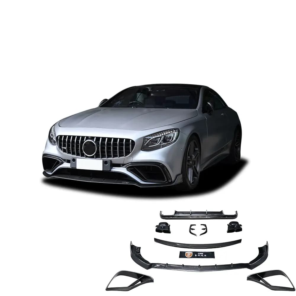 Upgrade Bra-b Style Dry Carbon Fiber Body Kit For Benz S Class C217 S63-AMG 2-door Front Lip Rear Diffuser Air Vents Tail Wing
