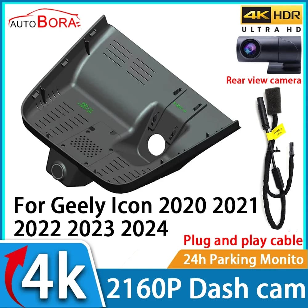 ZhuCamX Car Recorder Night Vision UHD 4K 2160P DVR Dash Cam for Geely Icon 2020 2021 2022 2023 2024