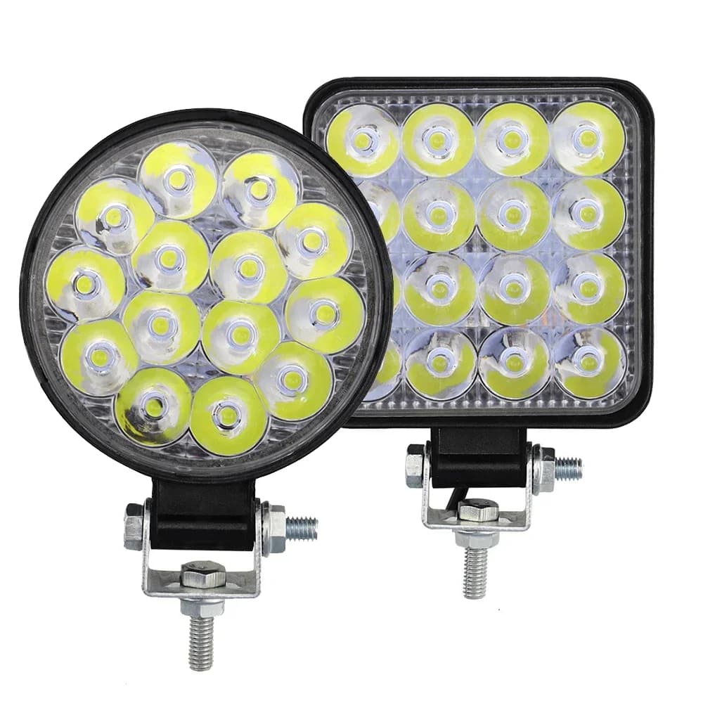 42W 14LED 48W 16SMD Luce da lavoro LED Fendinebbia anteriore per auto 12V 24V Camion SUV 4X4 4WD Fari di ingegneria Faro rotondo fuoristrada