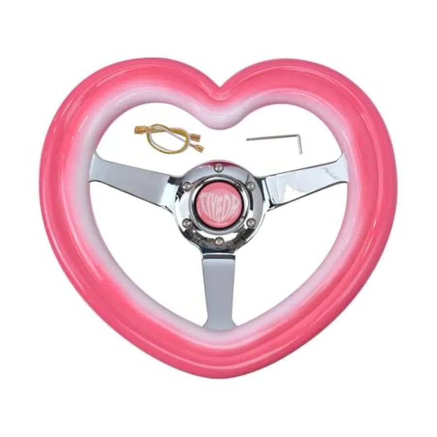 Volante a 3 Razze in ABS a Doppio Strato a Forma di Cuore 320mm/12.6 Pollici con Accessori