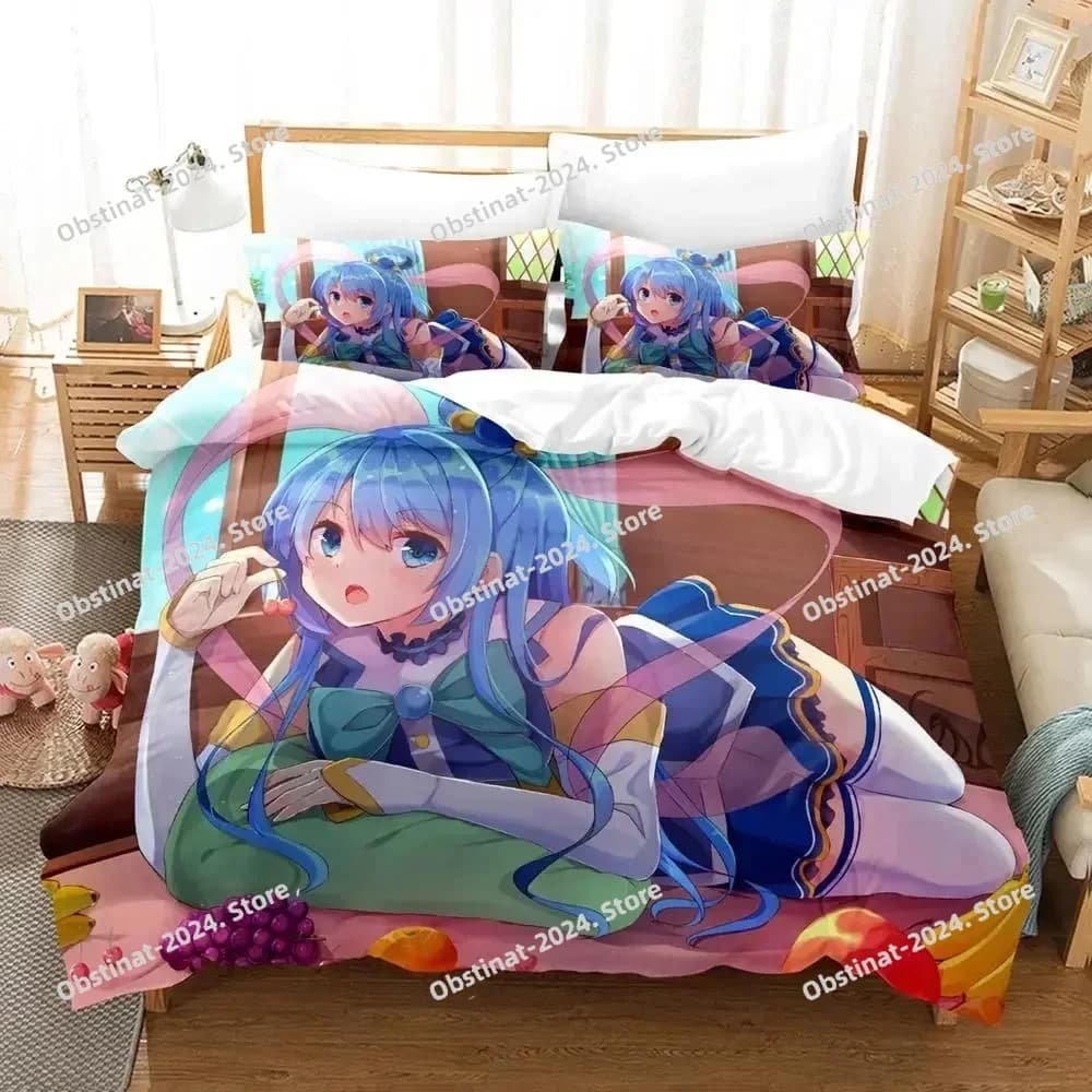 2025 Anime KonoSuba Set biancheria da letto Copripiumino Completo Queen King Size Federa Letto Stampato Set letto Aldult Camera da letto per bambini Singolo Twin