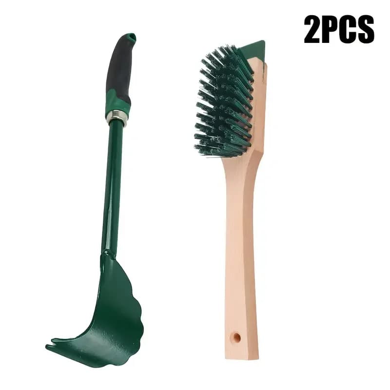Set di strumenti ergonomici per la pulizia del tosaerba con raschietti a manico lungo e spazzola a setole dure per una cura efficiente del prato