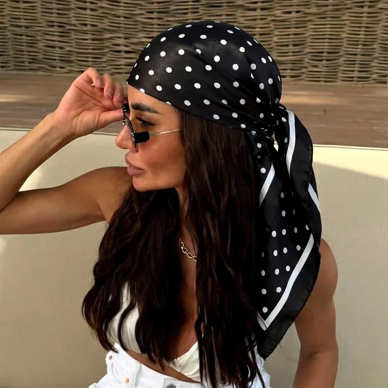 2026 Dot Print Square Scarf For Women Silk Shawl Neckerchief Female Hair Bands Head Wraps Headband Foulard Satin Hijab Bandana