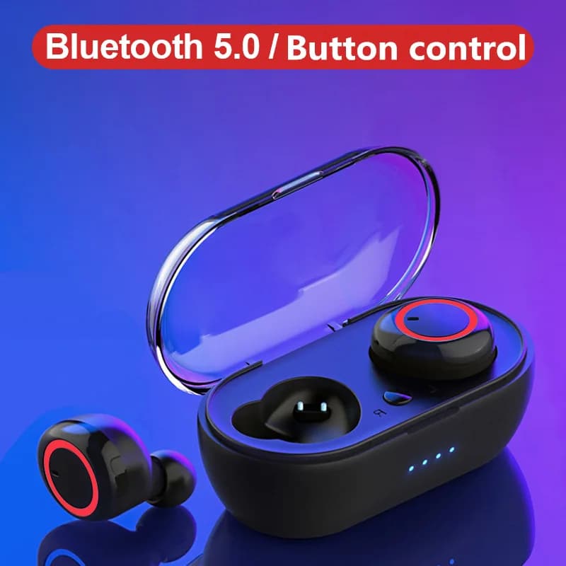 Auricolari Bluetooth Y50 5.0 TWS Wireless, Cuffie Stereo per Gaming con Custodia di Ricarica per Telefono