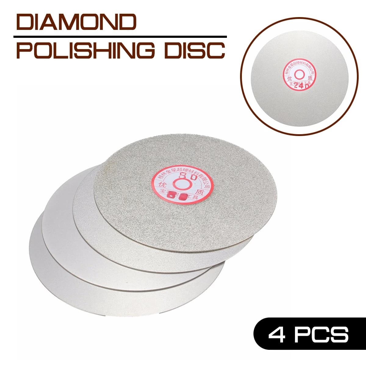 4 pz/set Diamante Lucidatura Disco 600 800 1200 3000 Grana Lapatura Rettifica 6 "Passo Piatto Mola Disco Lucidatura giri Strumento