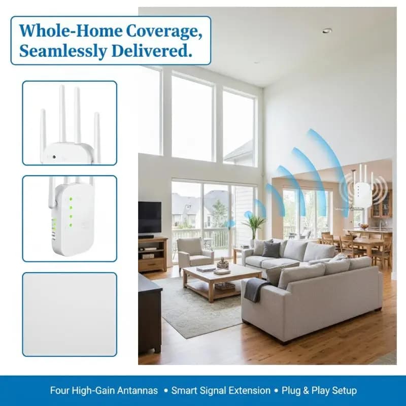 Ripetitore WiFi 300Mbps 2.4G con Amplificatore di Segnale Wireless per Copertura di Rete Domestica su Larga Area
