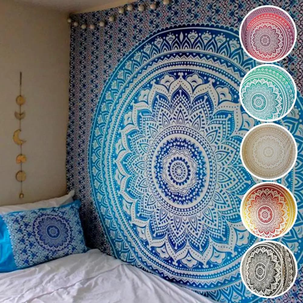 Mandala Bohemian Yoga Mat telo mare scialle coperta indiano appeso a parete arazzo poliestere facile da trasportare durevole usi multipli