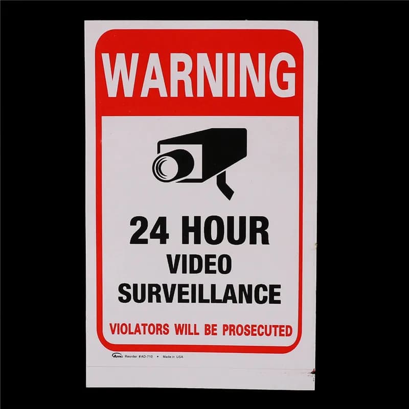 5 security warning signal stickers for 24H CCTV video surveillance system