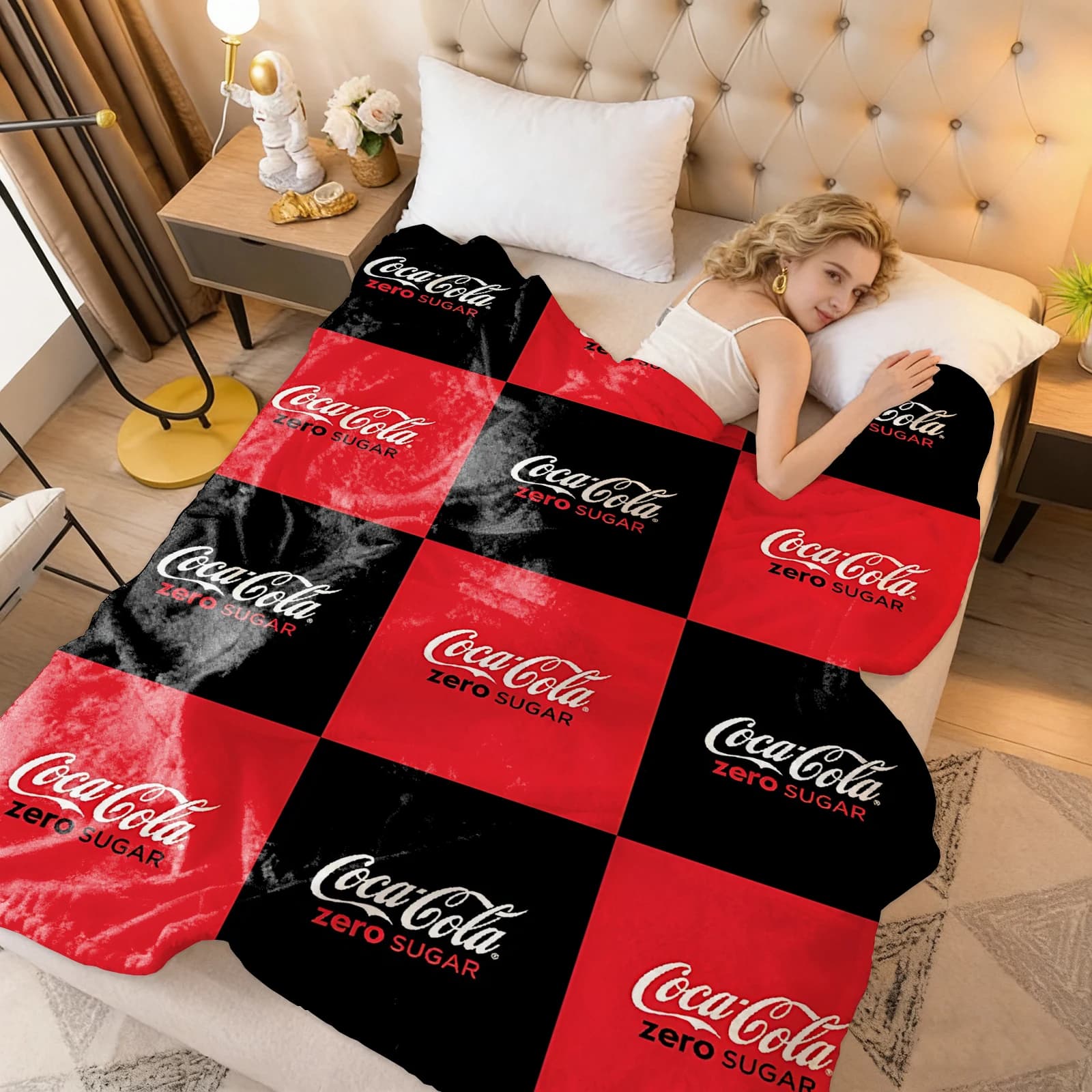Coperta al ginocchio Coperte da tiro per l'inverno Coperta da bambino oversize in microfibra leggera in pile di flanella Decorazione del divano letto Logo Coca-Cola