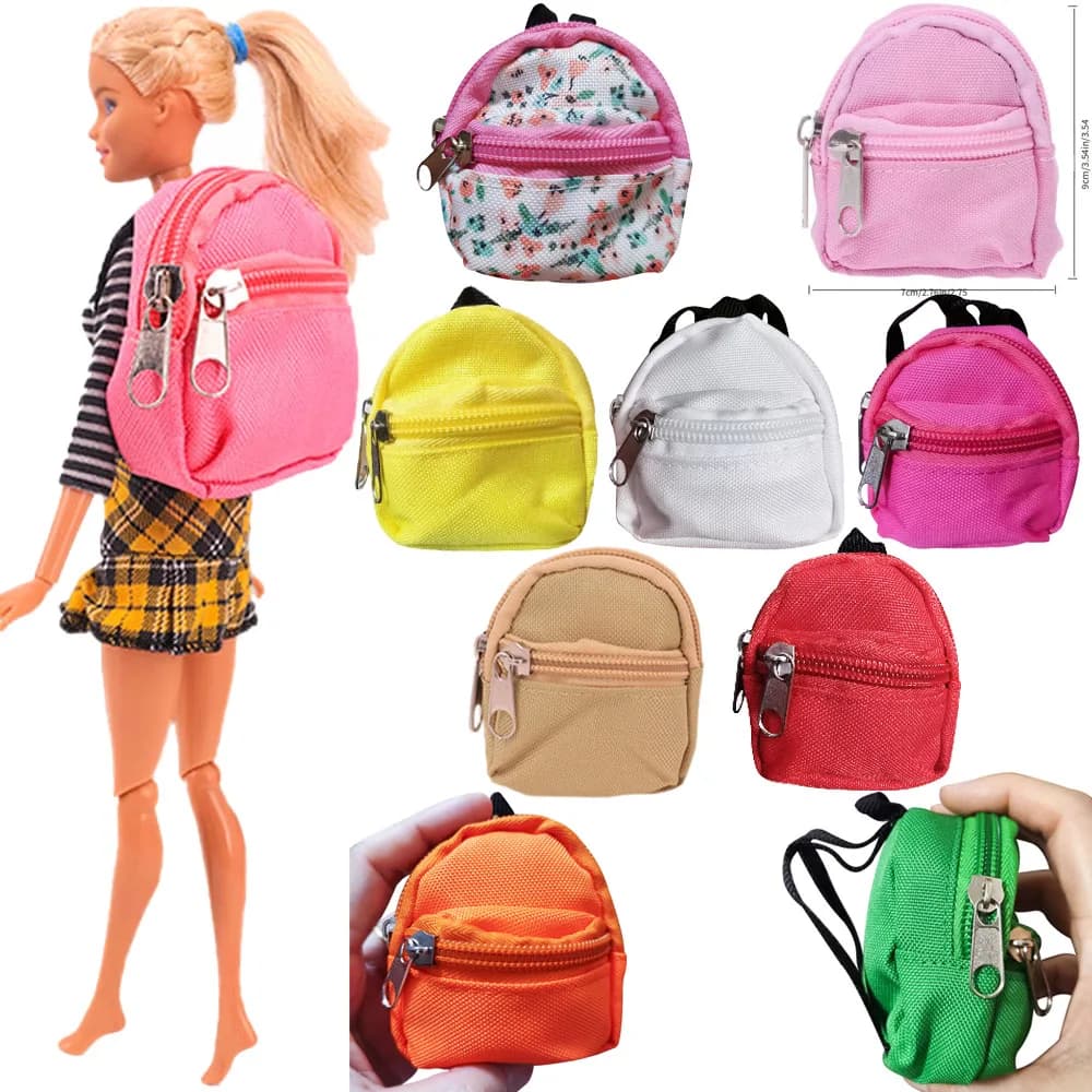 Zaino per bambole Accessori per vestiti per bambole Stile tela con cerniera per borsa per accessori per bambole BJD da 11,8 pollici 30 cm, Ministri di case delle bambole