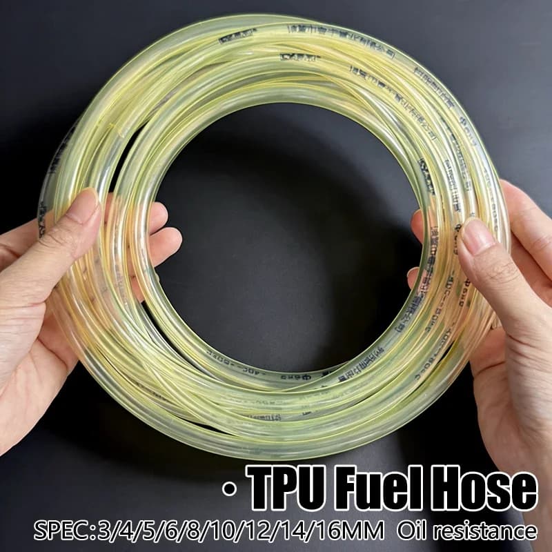 Flexible Oil Resistant TPU Fuel Hose Yellow Anti-Leak Tubing ID 3-16mm 50cm-3M for Lawnmower Garden Machinery Motorcycle ATV
