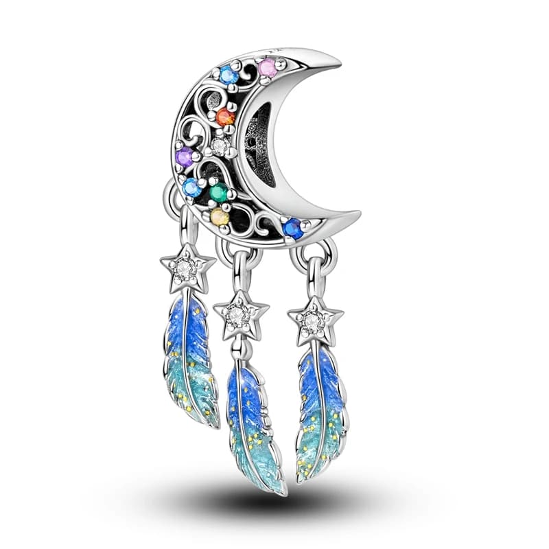 925 Sterling Silver Dreamy Star Moon Dream Catcher Charms Beads For Women Fit Original Bracelet DIY Birthday Party Jewelry Gifts
