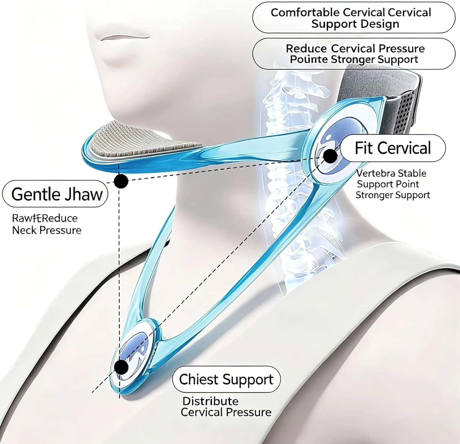 Ergonomic 360-Degree Adjustable Neck Brace Support Comfortable Durable Home Travel Office Study Neck Pillow Maintains Shape