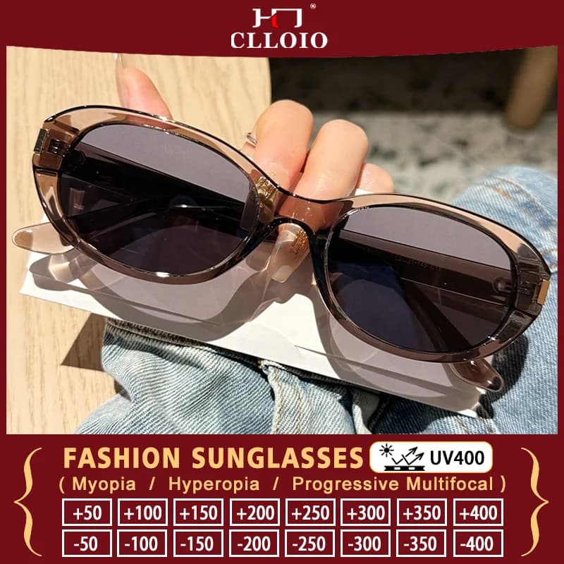 CLLOIO Occhiali da sole estivi con protezione UV per le vacanze all'aperto, occhiali da sole per miopia, occhiali da sole alla moda per donna, per viaggi in spiaggia, occhiali da lettura con prescrizione
