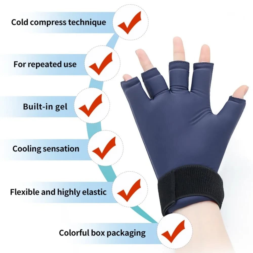 Nuovo 360 ° Guanti in gel solido rinfrescante per impacco di ghiaccio Guanti da polso regolabili con impacco di ghiaccio per impacco di ghiaccio caldo e freddo per le mani