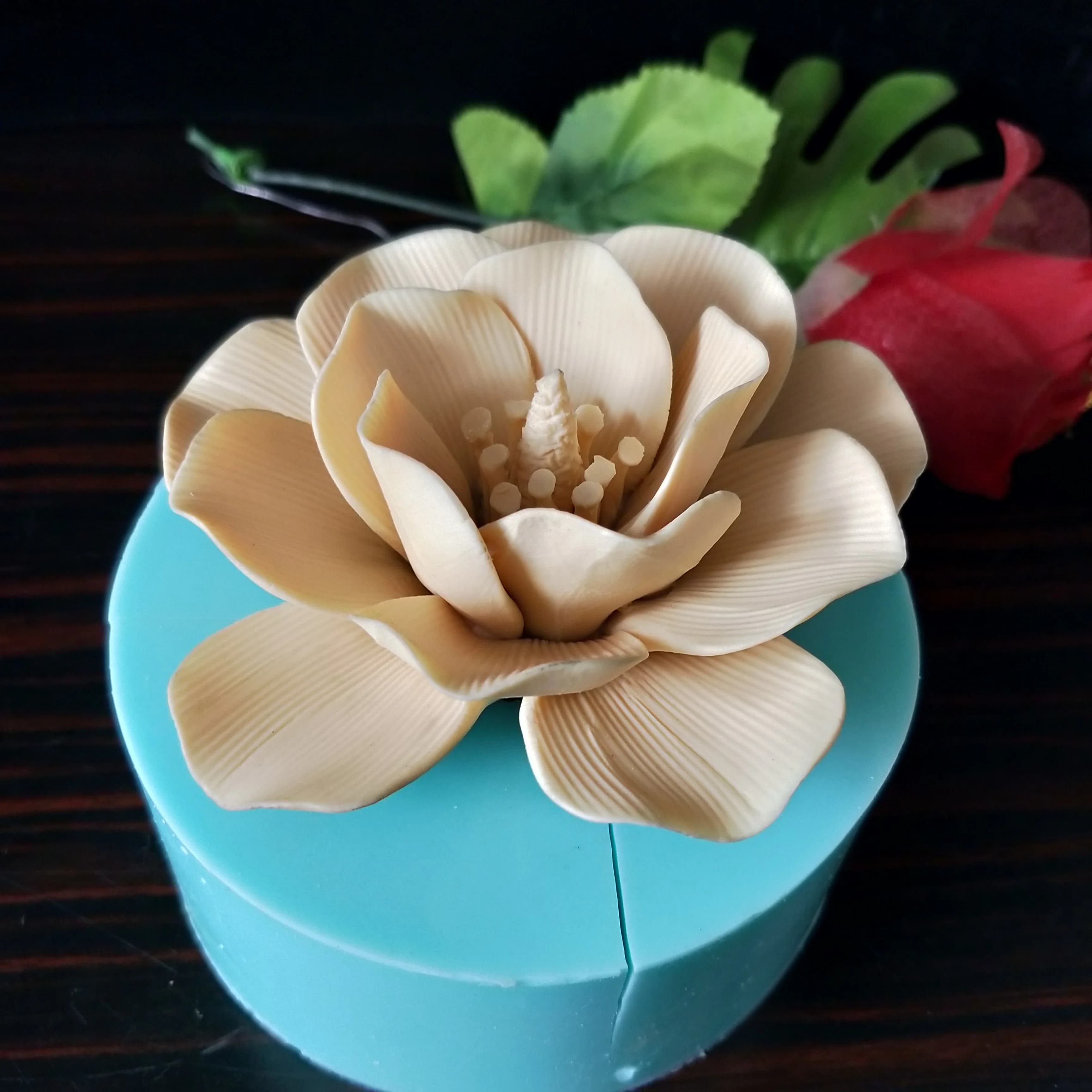 Stampo per fiori in silicone 3D decorazione per torte Stampi in silicone per sapone a forma di fiore di rosa Stampi per torte Stampo in pietra aromatica per candele
