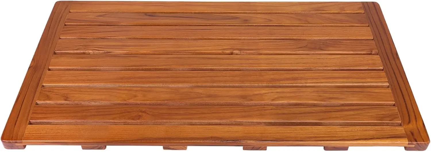 Grande Tappetino da Bagno in Teak, Robusto Tappeto Doccia in Legno per Bagno, 80x45 cm, per Spa Interna o Esterni