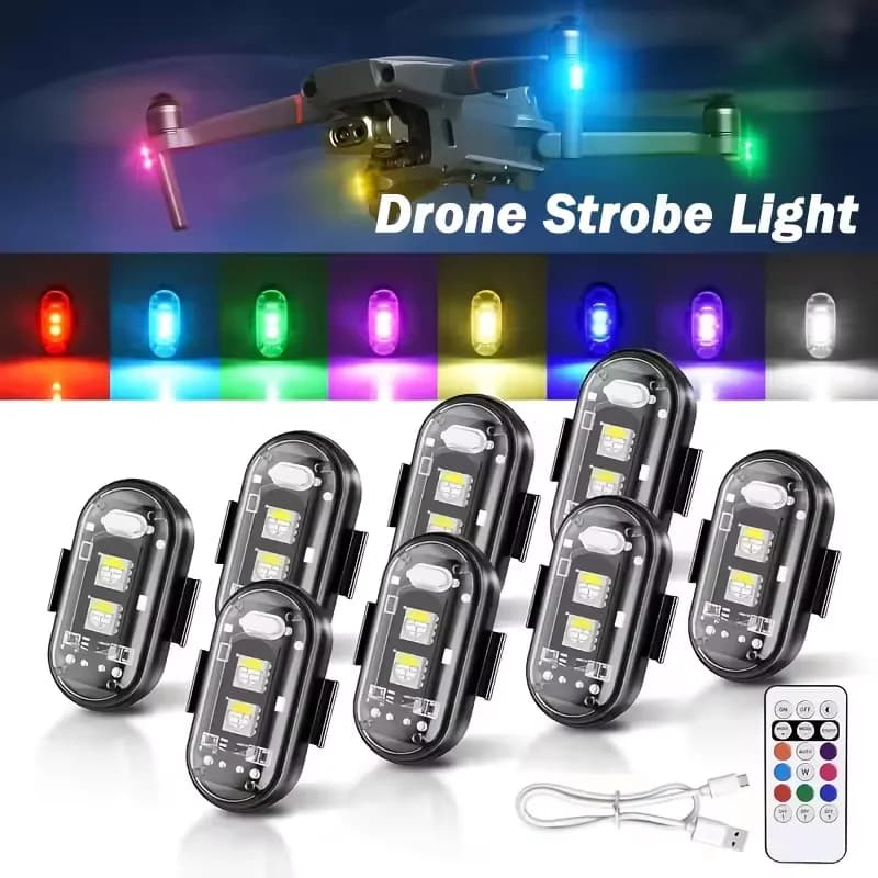 Luci Stroboscopiche LED RGB per Auto, Lampada Posteriore di Avvertimento per Moto, Luci di Segnalazione Wireless con Telecomando per Aerei, Droni e Velivoli