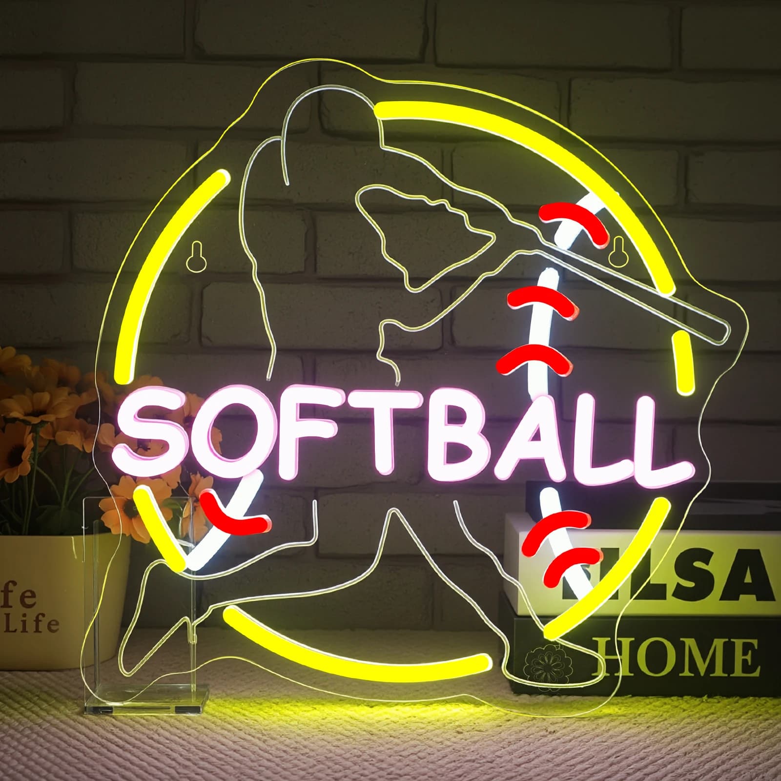 Insegna al neon da softball per decorazioni da parete Insegna luminosa dimmerabile per ragazze Decorazioni a sfera morbida a led Regali per la camera da letto di Natale di compleanno