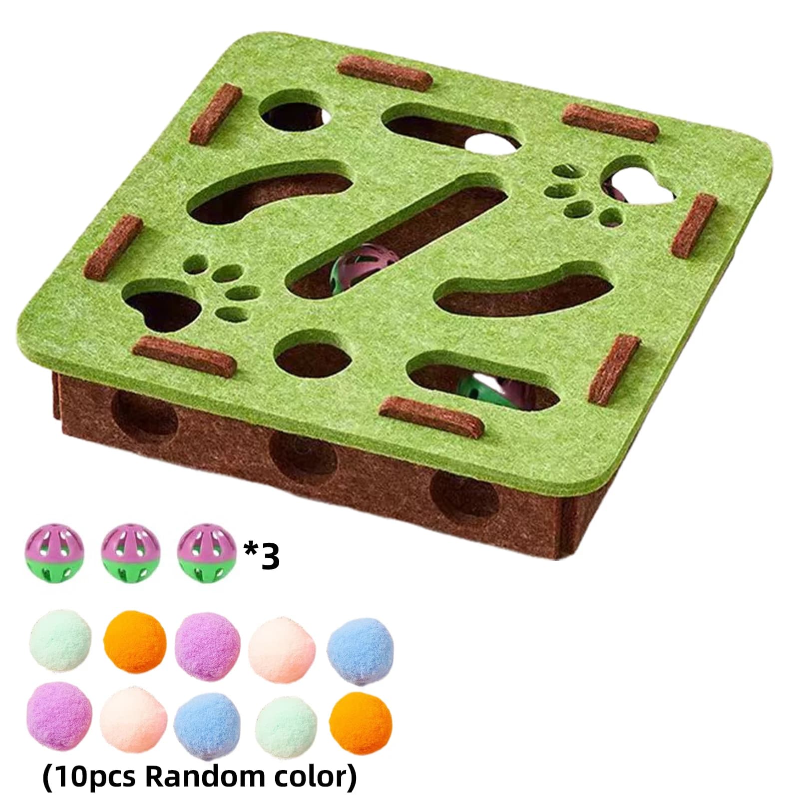 Giocattolo per Gatti con Campanello e Pallina, Scatola di Arricchimento con Puzzle e Tiragraffi, Gioco per Intrattenimento e Caccia Indoor