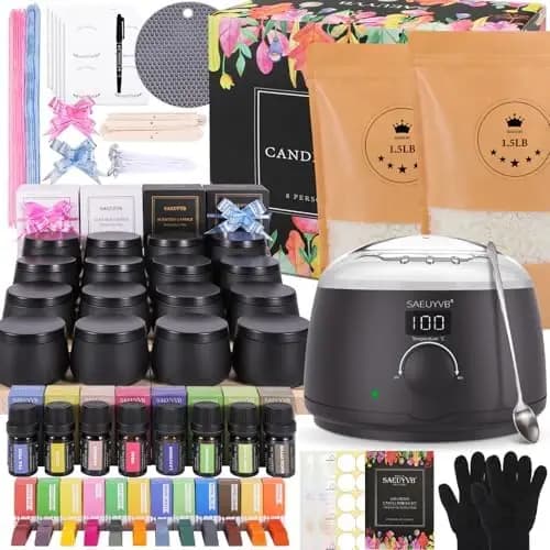 SAEUYVB Kit per la creazione di candele di soia con piastra riscaldante - Decorazione fai da te per la casa (Nero)