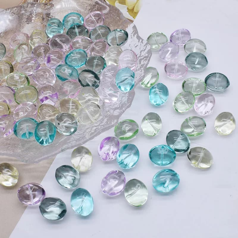 New Color Egg shaped Glass Beads 12x16mm 10pcs/lot Round Ball Glass Loose Beads For Jewelry Making DIY Bracelet