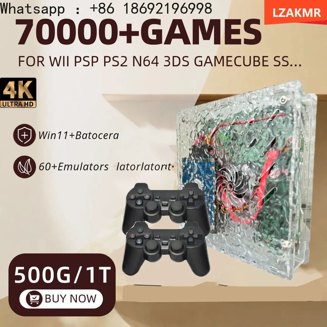 NUOVA Console Retro Mini X9 con 4GB di RAM, 70000+ Giochi Integrati, Emulatori, Accessori, Display HD 4K per TV e Proiettore