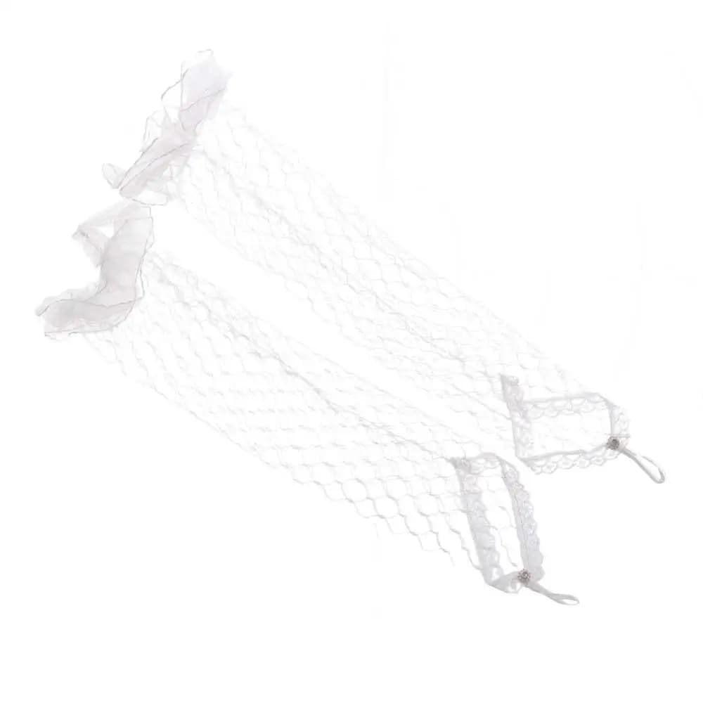 Guanti da sposa bianchi in pizzo con fiocco e volant, accessori moda flessibili per matrimonio, protezione solare