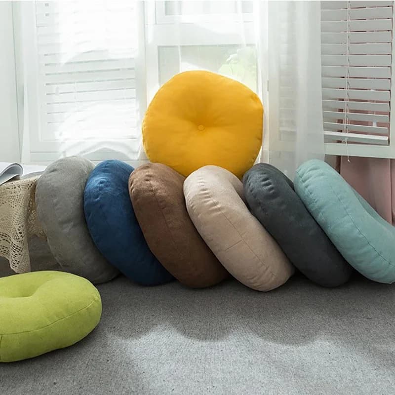 Cuscino del sedile in lino di forma rotonda Cuscino Tatami in cotone di seta Cuscino Decorazione della casa Cuscino morbido per divano per auto Seduta rotonda in lino