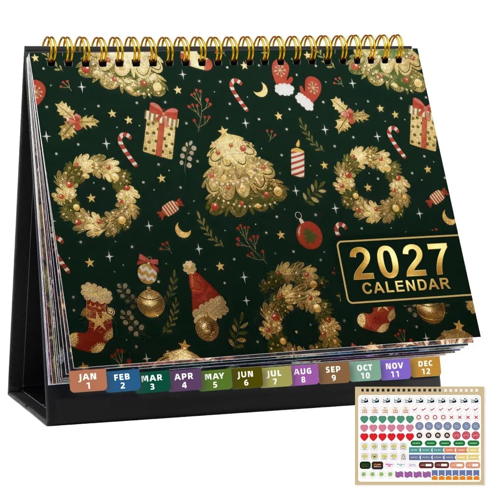 Wirebound Desk Calendar Notebook Multi-function Planner Scheduler Tear-Off Pages Daily Planner Desktop Paper Calendar Home Decor