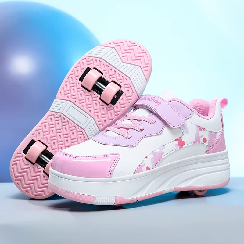 Children's Snickers Shoes for Kids with Wheels Wheels Wheelchair Shoes Fashion Outdoor Sports Shoes Girls Kids Gifts for Kids