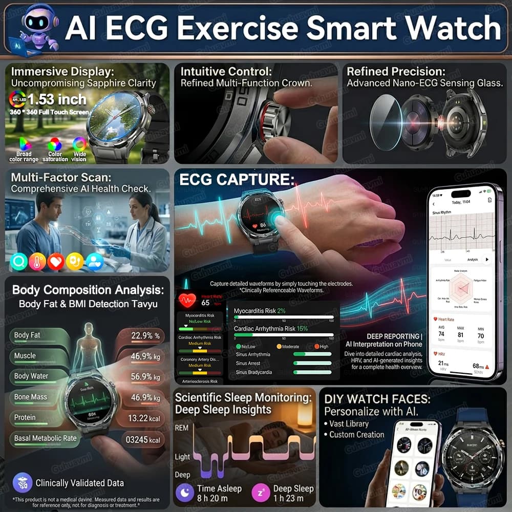 Professional Al-GPT Smartwatch with ECG, Body and Blood Analysis, Full Monitoring, Man's Intelligent Sport Watch 2026