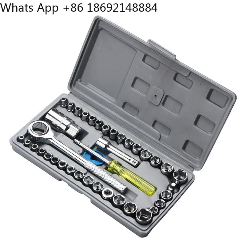 Set di attrezzi hardware da 40 pezzi per moto, con chiavi a bussola e cassetta degli attrezzi combinata