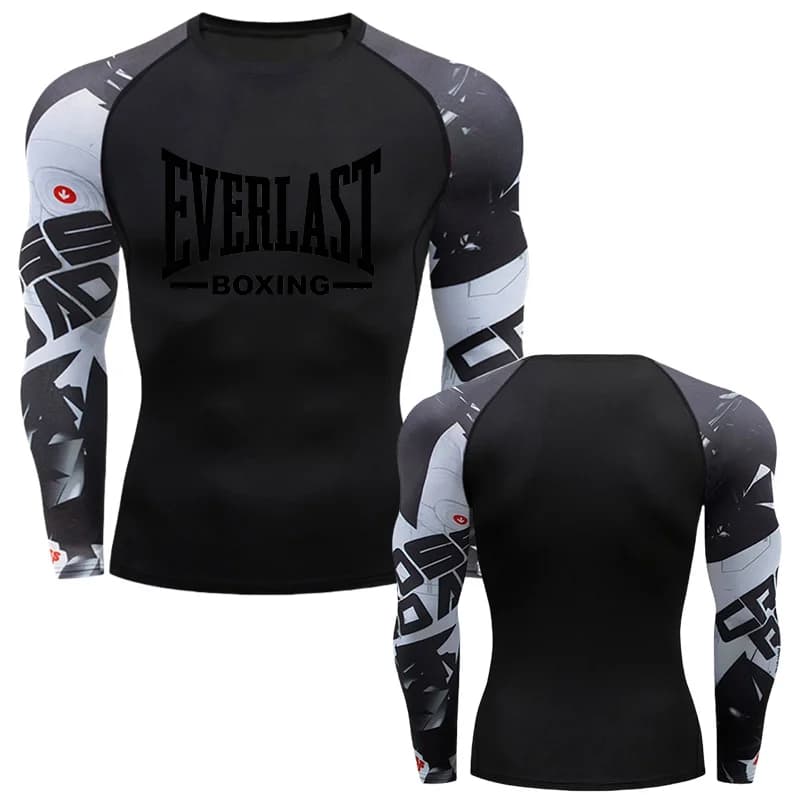 EVERLAST BOXING New Men's Running Compression T-Shirt Short Sleeve Gym Workout Shirts Jogging Sportswear Sweatshirts Printed