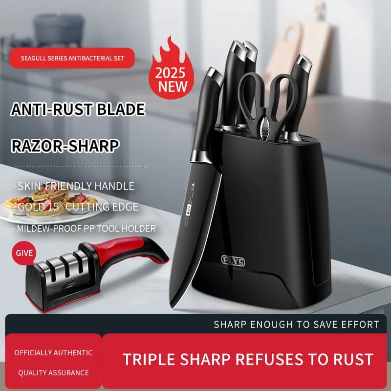 Set of stainless steel knives Kitchen knives Chef knife for cooking Fruit knife Mannaia Butcher knives With cutting board
