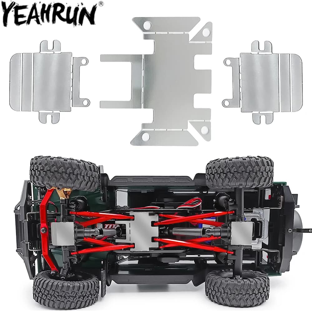 YEAHRUN Telaio In Acciaio Inox Armatura Piastra Paramotore Protezione Asse per 1/18 RC Crawler TRX4M Bronco Defender Parti di Aggiornamento