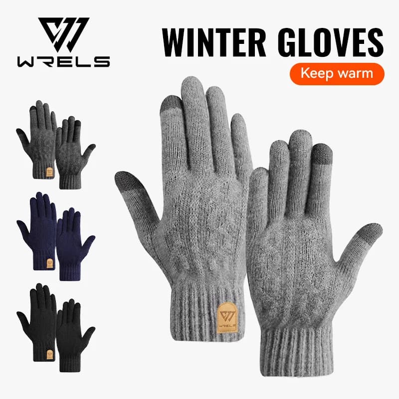 WRELS Winter Gloves Men's Knit Gloves Women's Touch Screen Hot run with thermal glove with soft knit lining for racing Guide