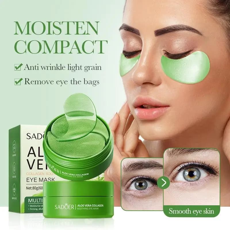 60 Pezzi SADOER Maschere per Occhi all'Aloe Vera e Collagene, Patch Anti-Occhiaie Idratanti e Rassodanti per la Cura della Pelle e la Rimozione delle Borse sotto gli Occhi