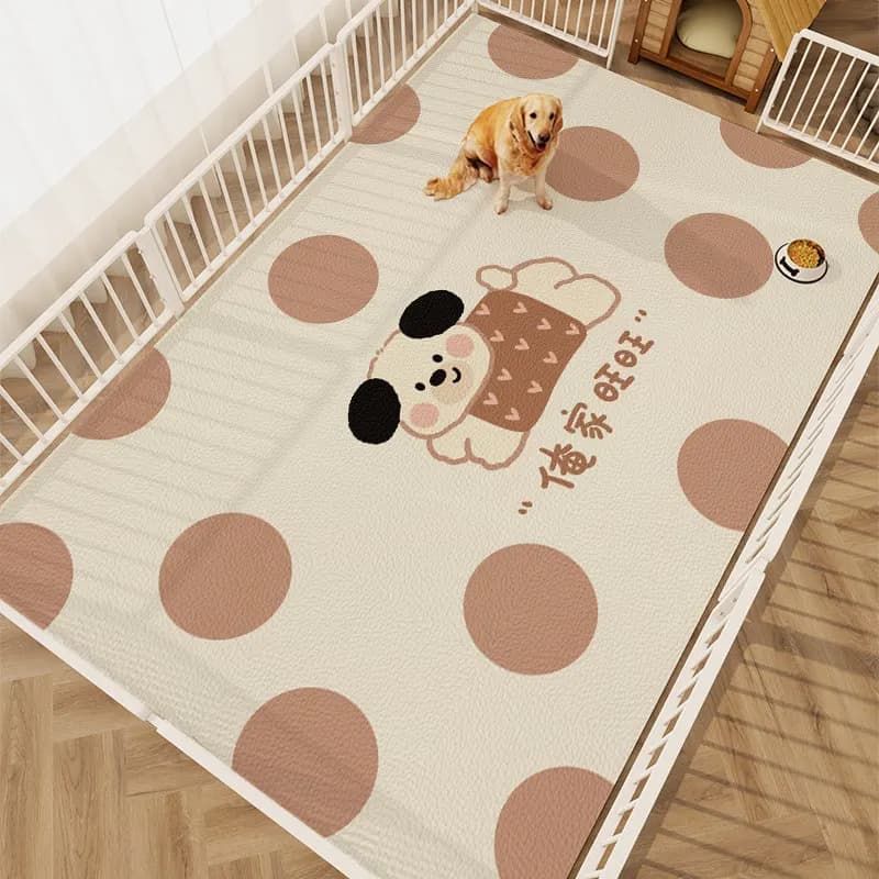 VIKAMA Cartoon Dog Print Pet Mat Non Slip Waterproof Floor Rug Soft Durable Washable Reusable Non Toxic Pet Friendly