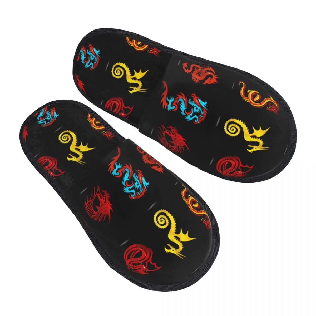 Pantofole da interno in peluche Religione astratta Simboli del drago Set Scarpe morbide e calde isolate Calzature per la casa Autunno Inverno
