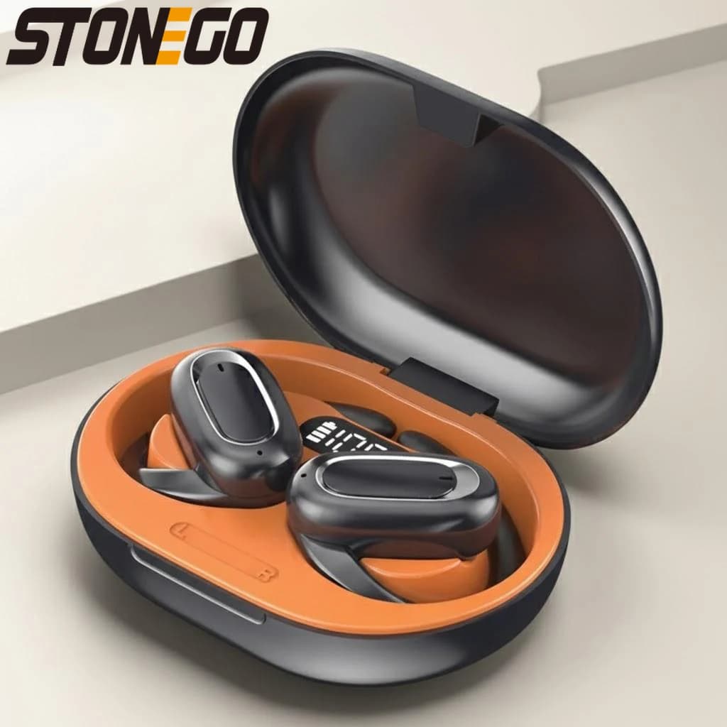 Bluetooth 5.3 Wireless Open-Ear Waterproof Sports Headphones with Audio Bass 3D, USB Charging, Battery Display, IPX5