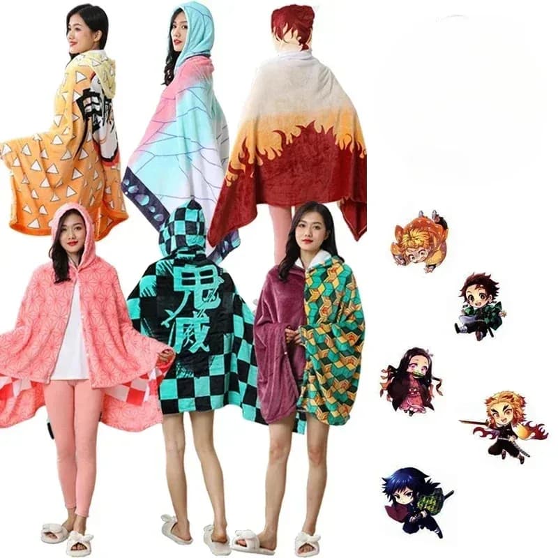 2025 Halloween Cosplay Anime Coperta Mantello Demone Slayer Felpa con cappuccio per adulti Accappatoio Nezuko Kamado Costume Cosplay Agatsuma Kochou Wint
