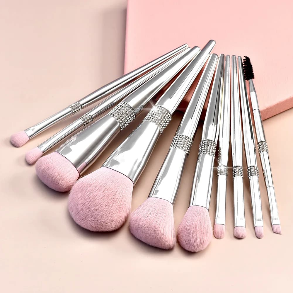10 pcs brush for eye shadow lip brush for eyebrow tools for beauty makeup brushes for makeup with high-end soft crystal rhinestones