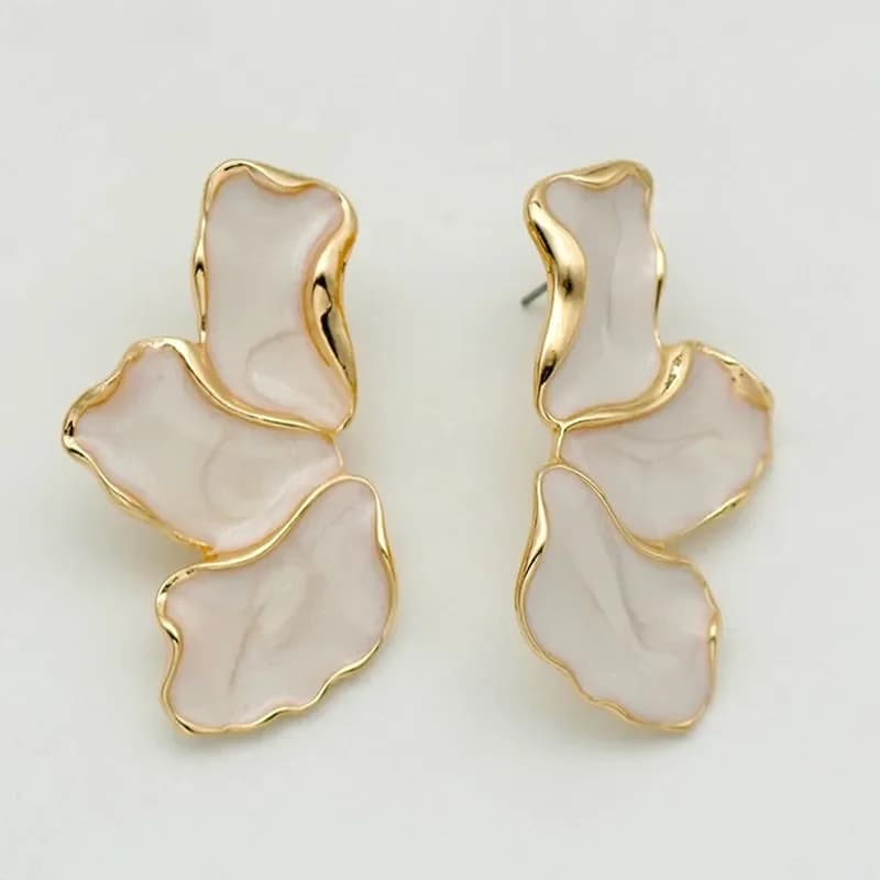 2PC Women's Fashion Forest Maple Leaf Oil Drop Flower Earrings Sweet Temperament Light Luxury Colorful Petal Earrings