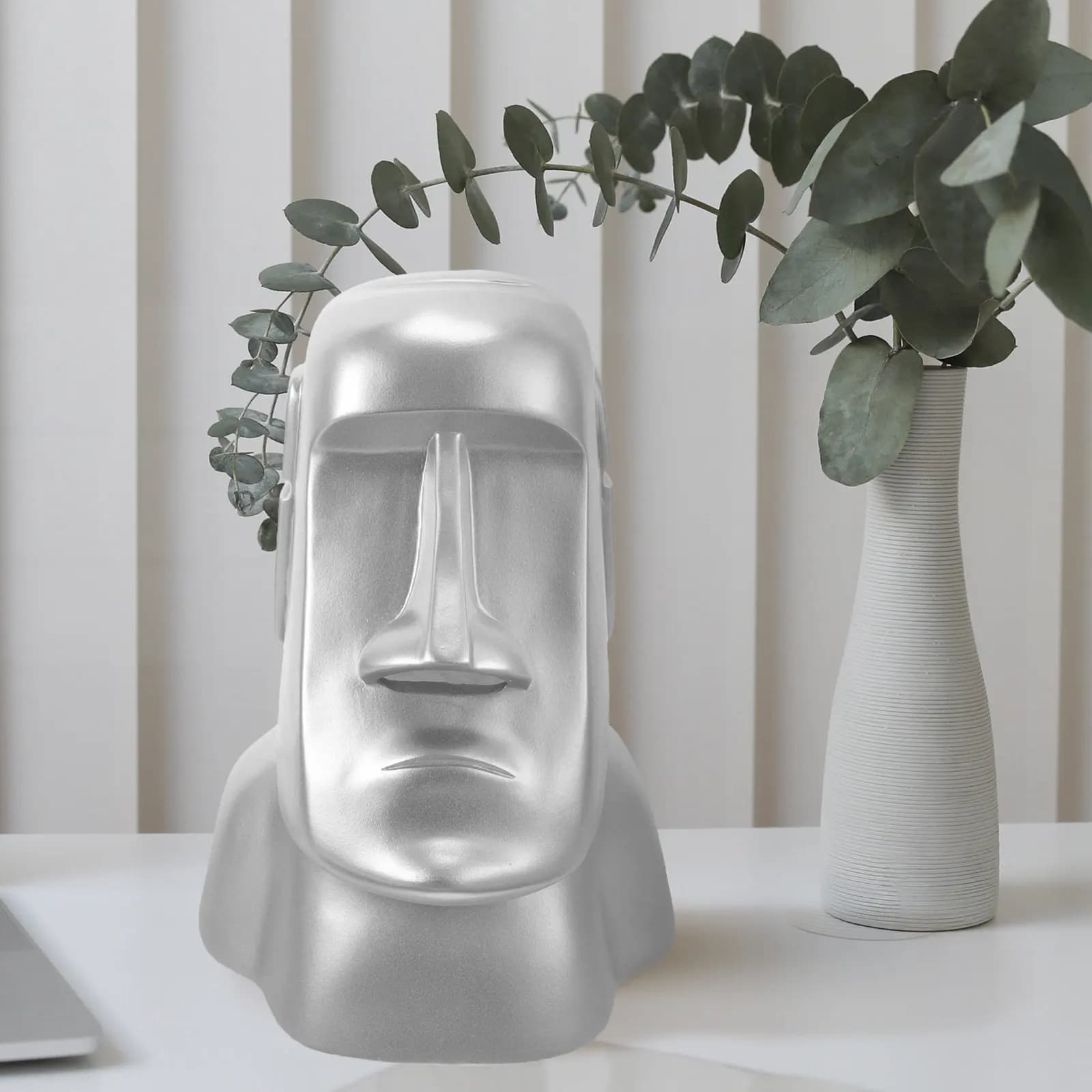 Supporti per cuffie Ornamenti per la camera da letto Decorazione da scrivania Espositore a forma di Moai